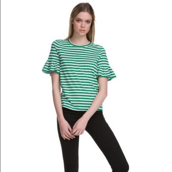 Striped Ruffle Sleeve Tee - Picture 3 of 3
